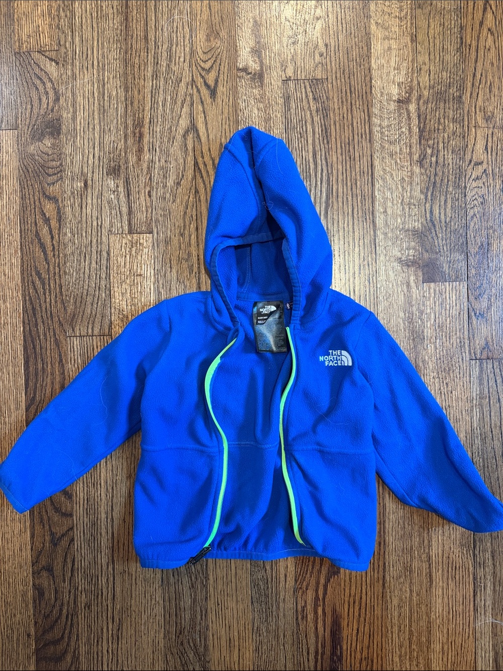 The North Face Toddler Royal Blue Hooded Fleece with Neon Trim
